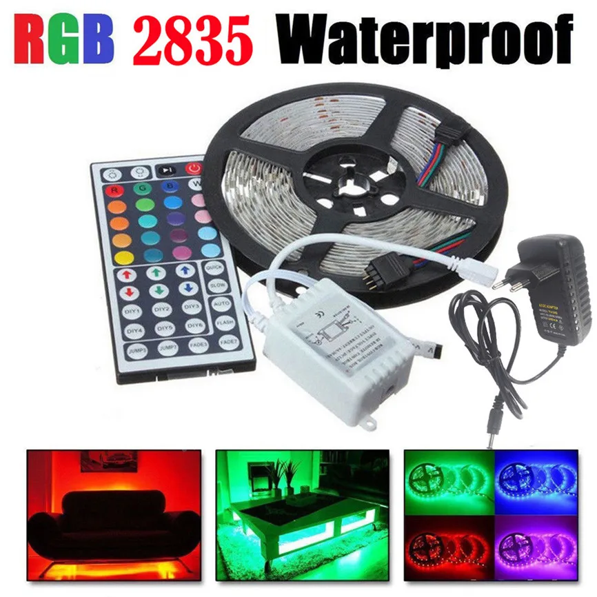 5 м RGB 2835 Водонепроницаемая светодиодная лента SMD 44 пульт дистанционного