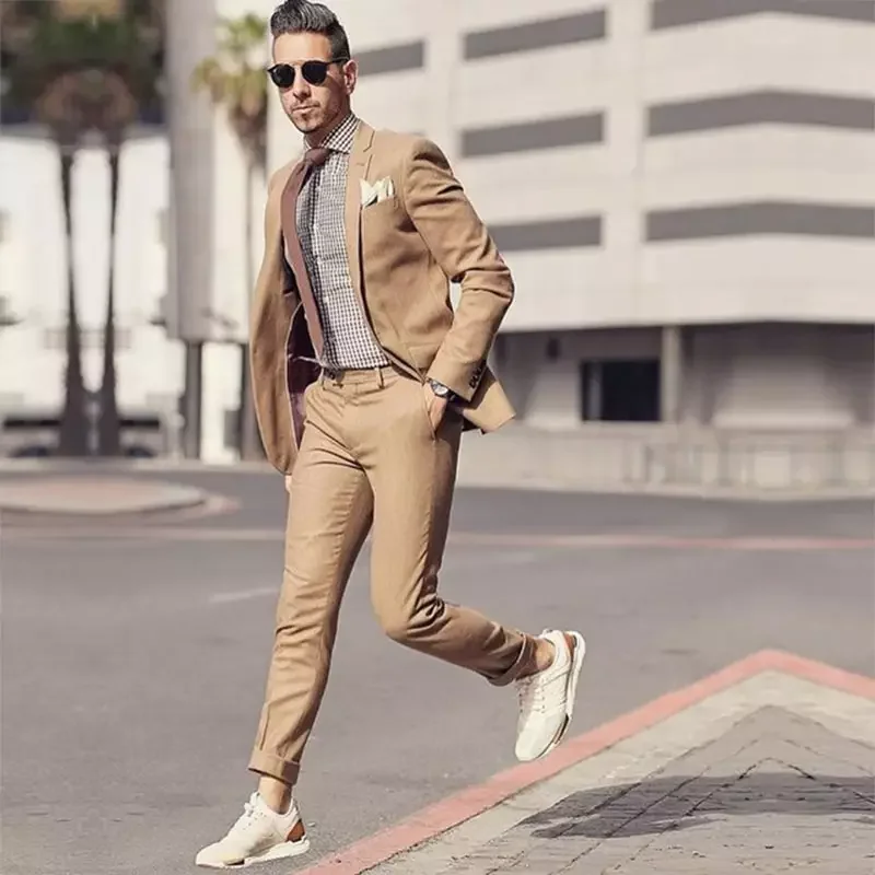 Мужской облегающий костюм-смокинг костюм из 2 предметов блейзер для жениха на