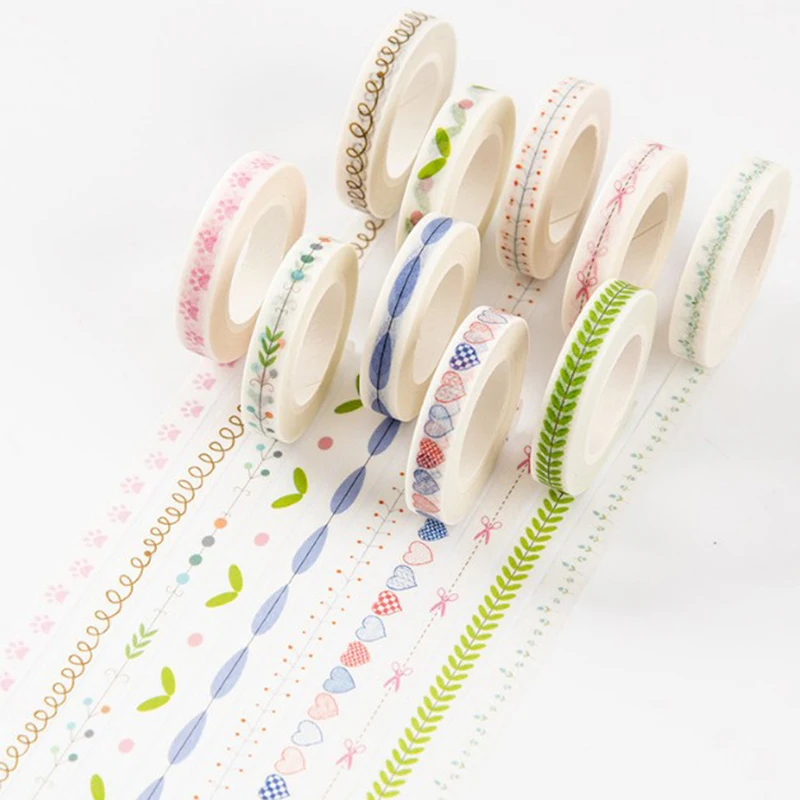 

1pcs 10m*7mm Love and Leaves Scrapebooking Diy Sticker Decorative Masking Tape Paper Material Escolar Photo Album Washi Tape