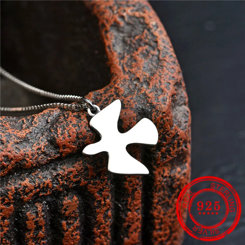 

Korean version of 100% genuine 925 sterling silver necklace peace dove pendant ladies vintage style Thai silver necklace jewelry