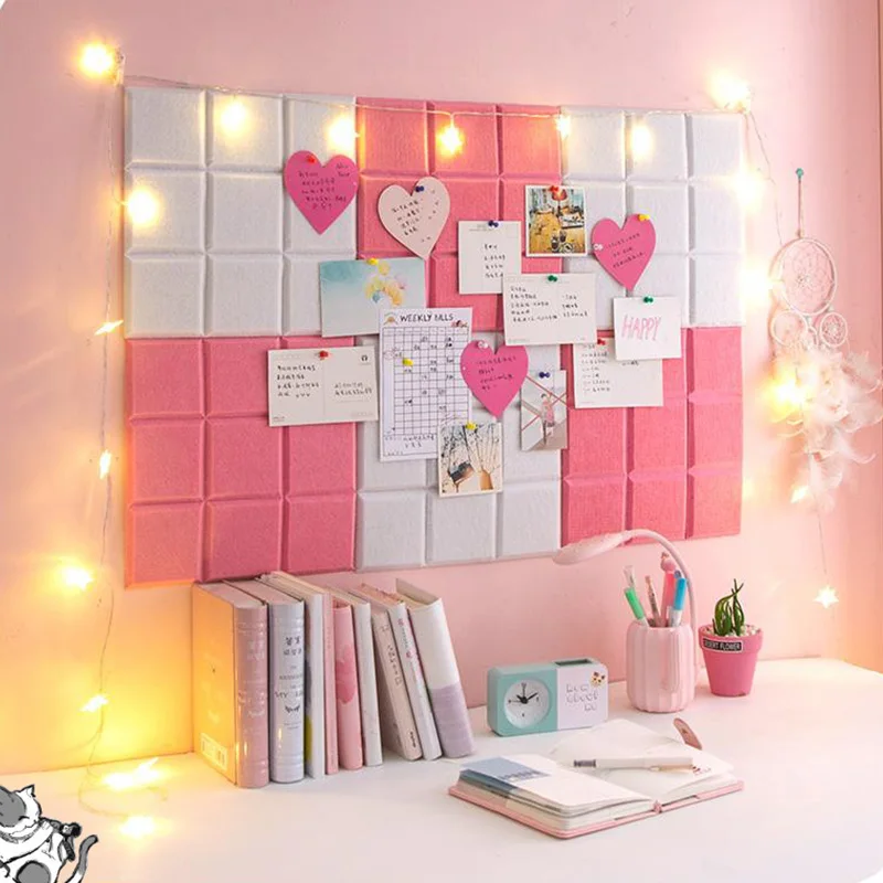 

W&G Felt Message Board DIY Self-adhesive Display Board Small Grid Background Wall Decoration Photo Wall Cork Felt Board