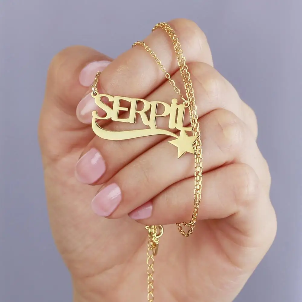 Очаровательное индивидуальное именное ожерелье из нержавеющей стали