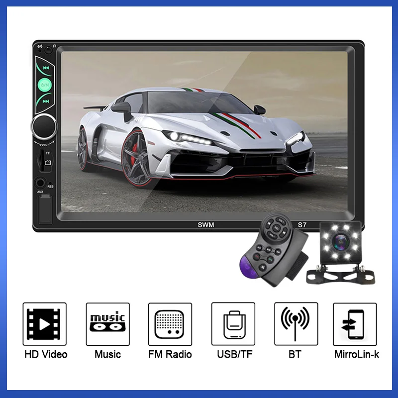 

TomoStrong 7in Car Radio Mp5 Player SWM-S7 Stereo Touch Screen Monitor BT Audio Video FM Transmiter Multimedia Music System