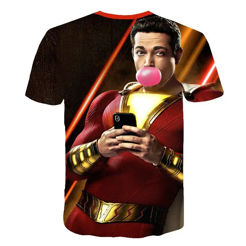 Shazam/футболки с 3D принтом Детская футболка детские топы для мужчин новинка 2019 года