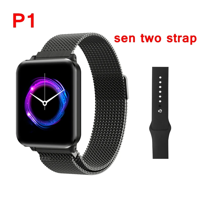P1 B Y6 Pro/P1 фитнес-трекер, Смарт-часы для мужчин и женщин, модные Смарт-часы HR, кровяное давление, пульсометр, музыка, погода, умные часы - Цвет: P1 B