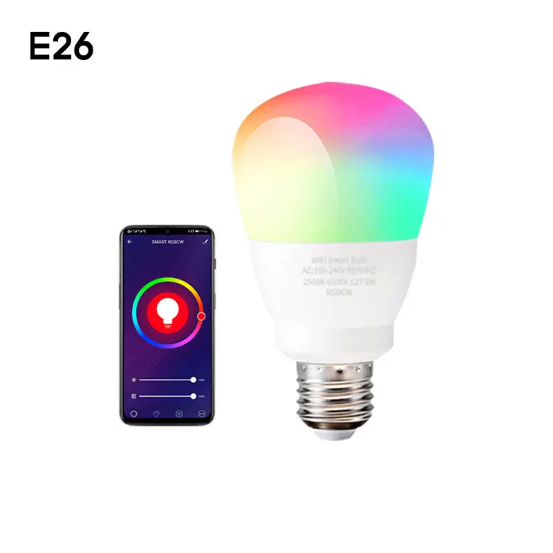 

Tuya Smart Life WiFi Bulb Mobile Phone APP Remote Timer LED Light Alexa Google Home Voice Control RGB Colorful Bulbs E27 /E26