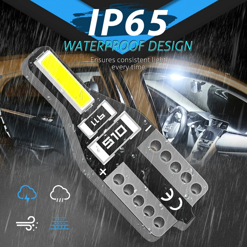 2 шт. T10 W5W Светодиодная лампа Автоматическая внутренняя светодиодная подсветка