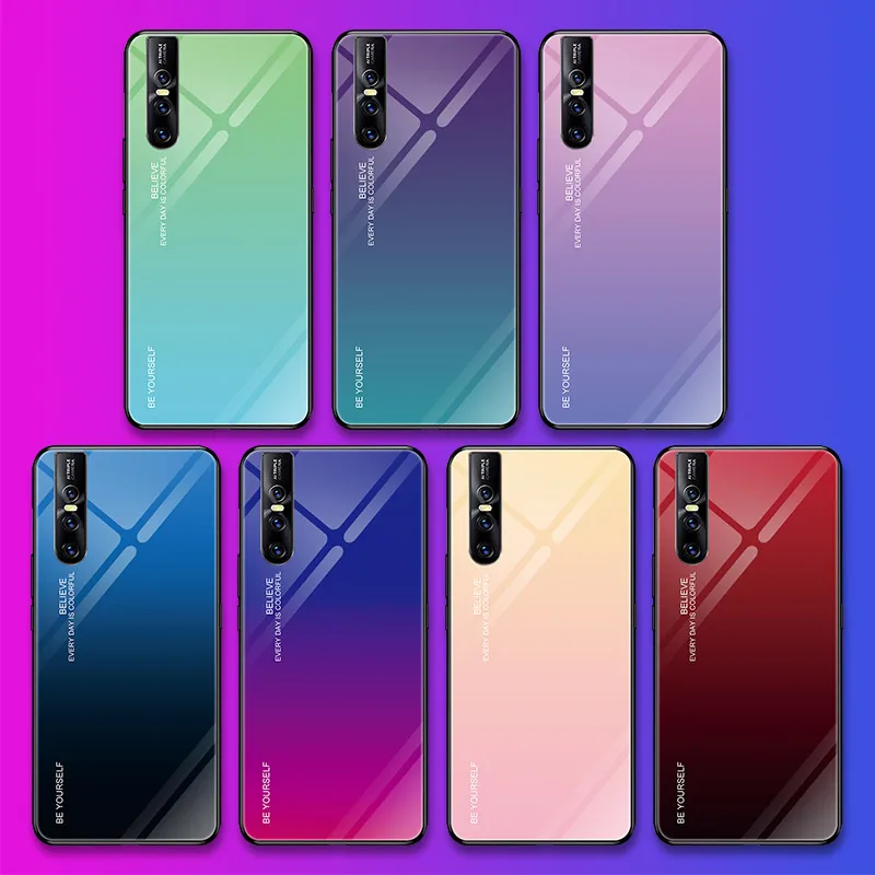 Градиентный чехол из закаленного стекла для телефона X23 Nex A X21 I Q00 Z3 Z3i V11i X27 V15 S1 Y85 V9