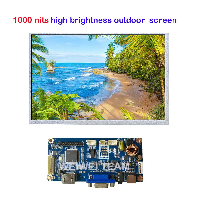 10.1 inch Sunlight Readable LCD Display 1280x800 1000cd High Brightness hd mi Control Board For Industrial Outdoor Application enlarge