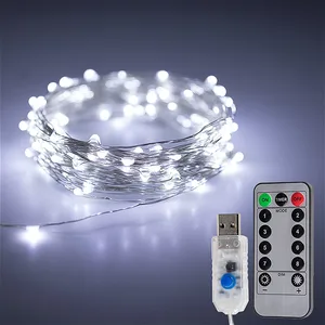 Праздничная уличная светодиодная гирлянда из медной проволоки с дистанционным управлением, 5 м, 10 м, USB-гирлянда с таймером светильник ничный Рождественский Декор