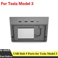 multi usb hub 5 ports ssd disk car interior center console kit car accessorie for tesla model 3 type c charging pad connector