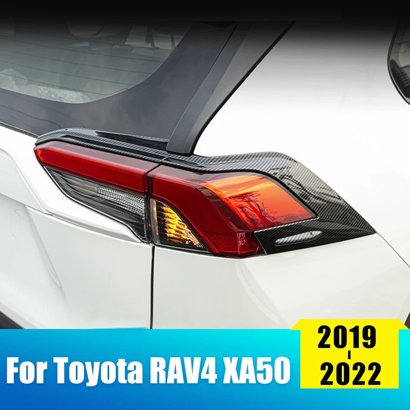 

For Toyota RAV4 2019 2020 2021 2022 RAV 4 XA50 Carbon Fiber Car Rear Tail Light Lamp Eyebrow Eyelid Trim Cover Accessories