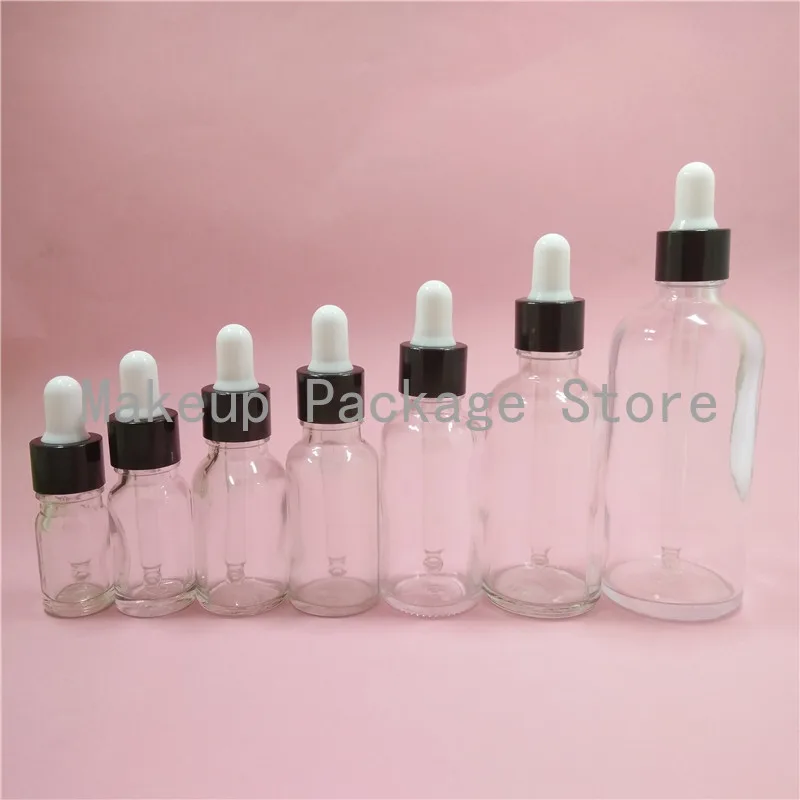 Прозрачный стеклянный базовый контейнер бутылочки для масла с золотым и белым