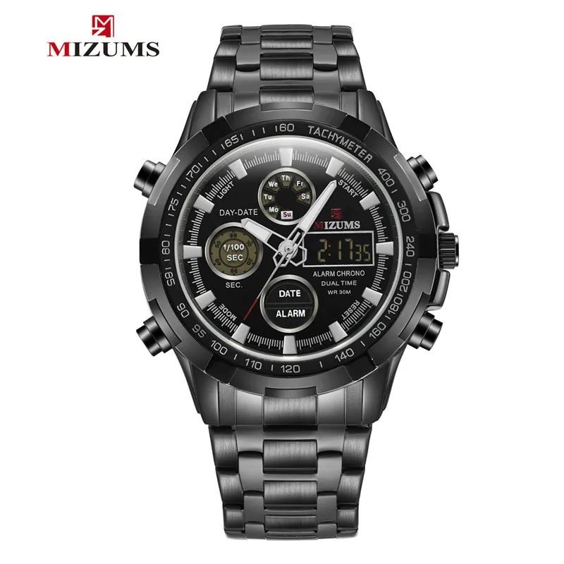 

MIZUMS Fashion New Mens Watches Brand Luxury WristWatch Quartz Clock Black Watch Men Waterproof Sport Digital Relogio Masculino