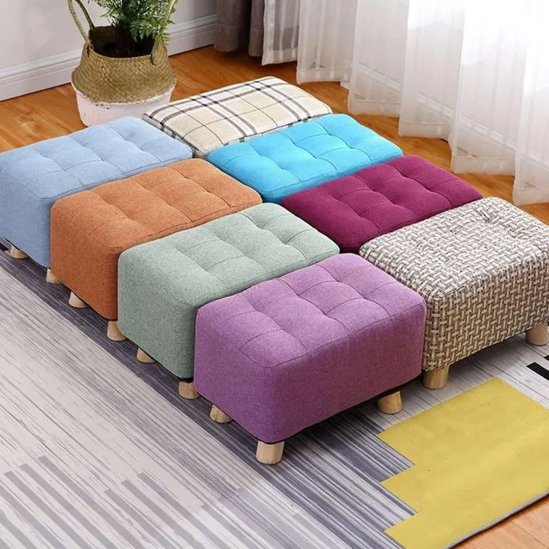 

Fabric stool home sofa bench lazy bench solid wood shoes bench simple low stool living room coffee stool bench