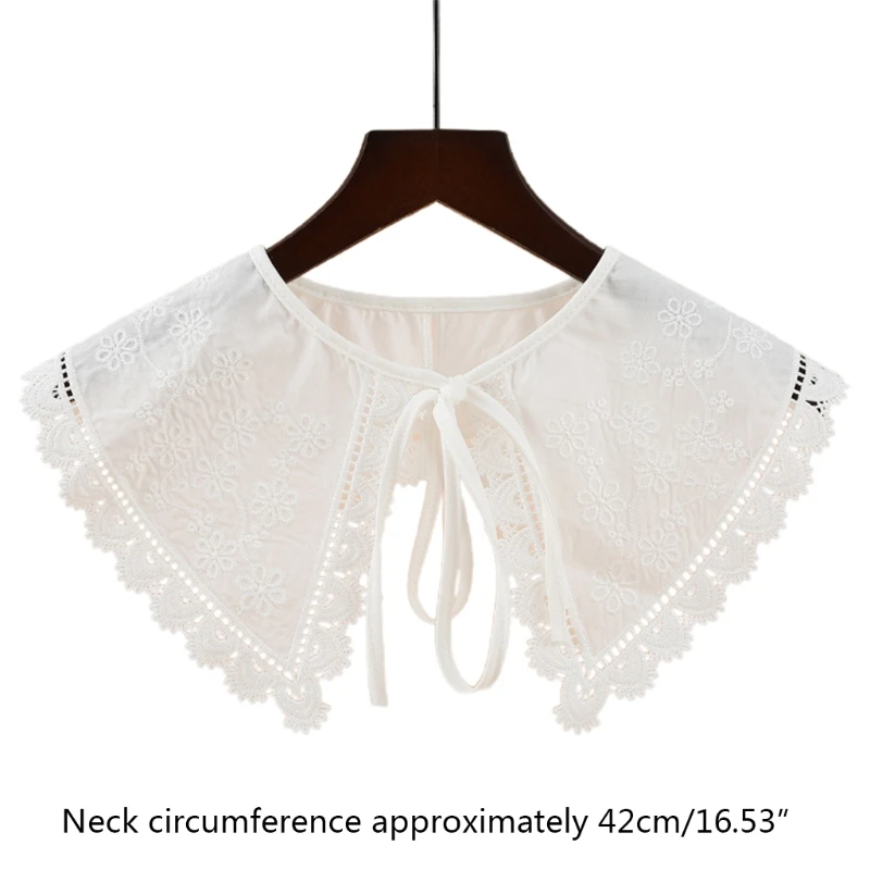 Японский стильный фальшивый воротник Дики для женщин девочек цветочная вышивка кружевной белый платок шарф студенческое ожерелье пелерина.