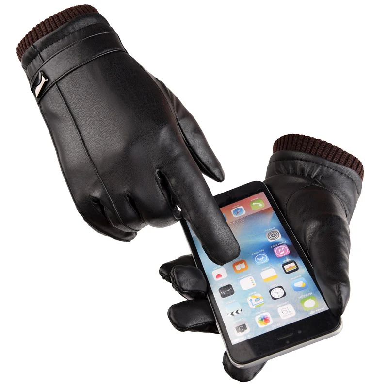 SEWS-Men's Winter Press Screen Gloves Leather Warmer Cycling Texting | Спорт и развлечения