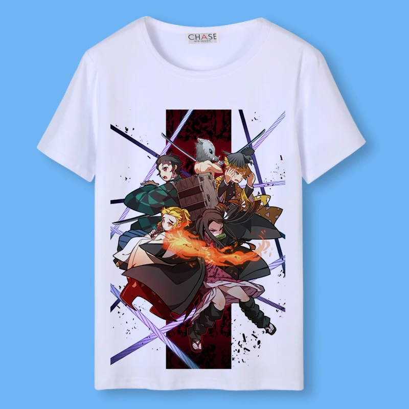 Футболка для косплея с изображением рассекающего демонов топ круглым вырезом и