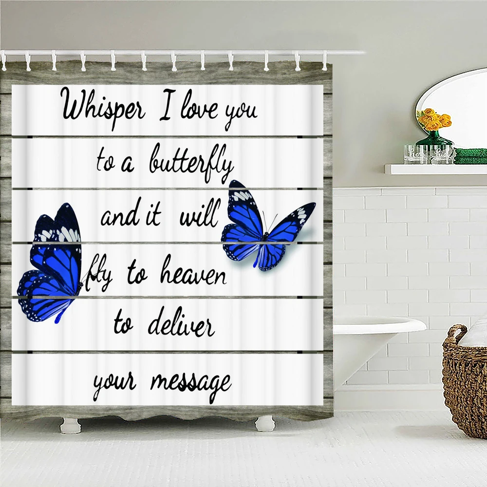 

Beautiful Butterfly 3d Bathroom Shower Curtains Flowers Bath Curtain Fabric Waterproof Polyester With Hooks Shower Curtain
