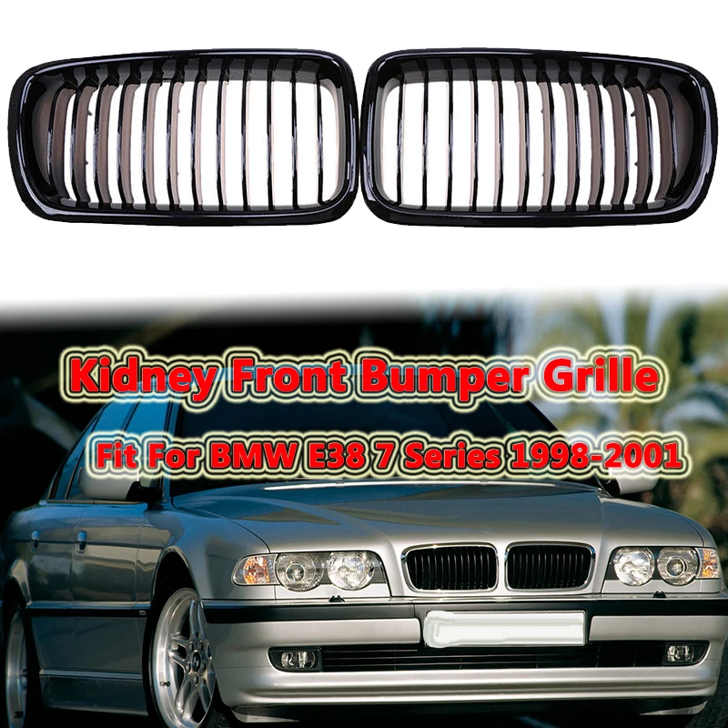 

Front Bumper Kidney Grille Intake Grill Single Slat Fit For BMW E38 7 Series 728 730 735 740 1998 1999 2000 2001 Car Accessories