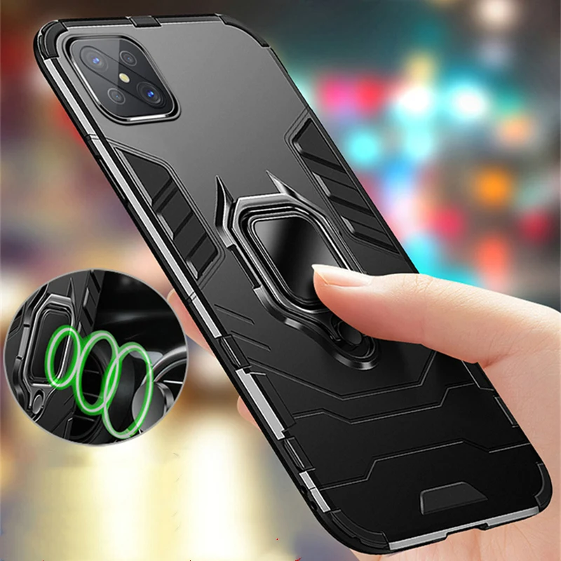 

For OPPO Reno 4Z 5G Case Ring Holder Armor Bumper Hard PC & Soft TPU Cover For OPPO Reno4 Lite 4F 5 Lite