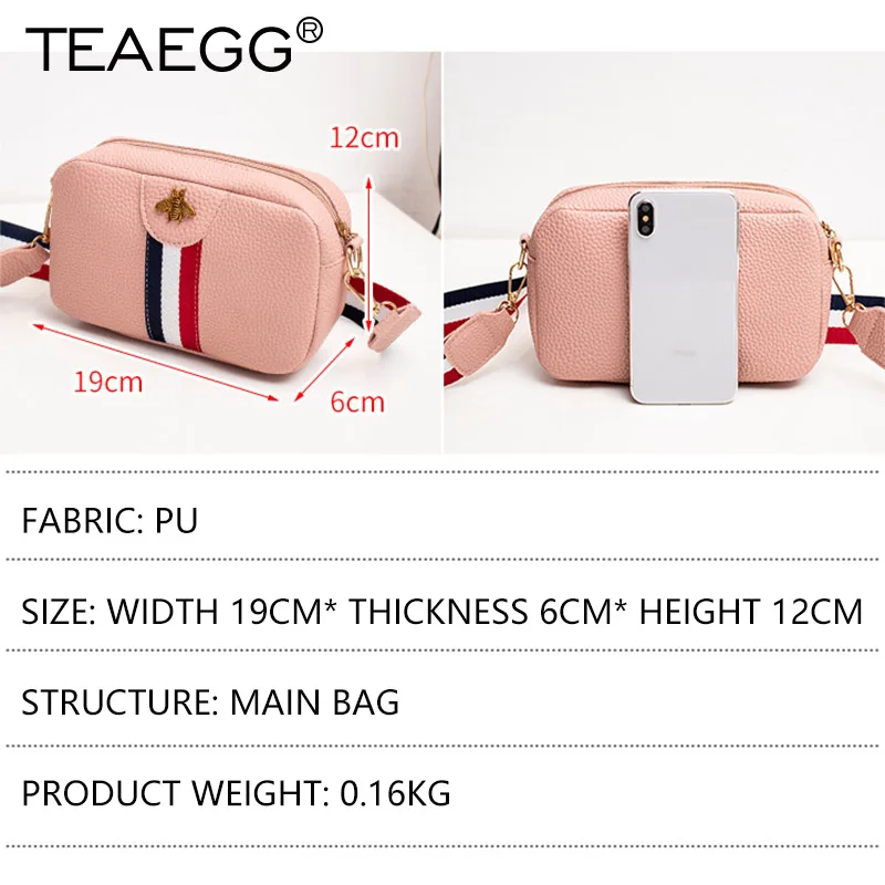 TEAEGG, модный дизайн, Женская Полосатая Сумка в виде пчелы, сумки через плечо, сетчатые Мини женские сумки-мессенджеры Bolsas Feminina