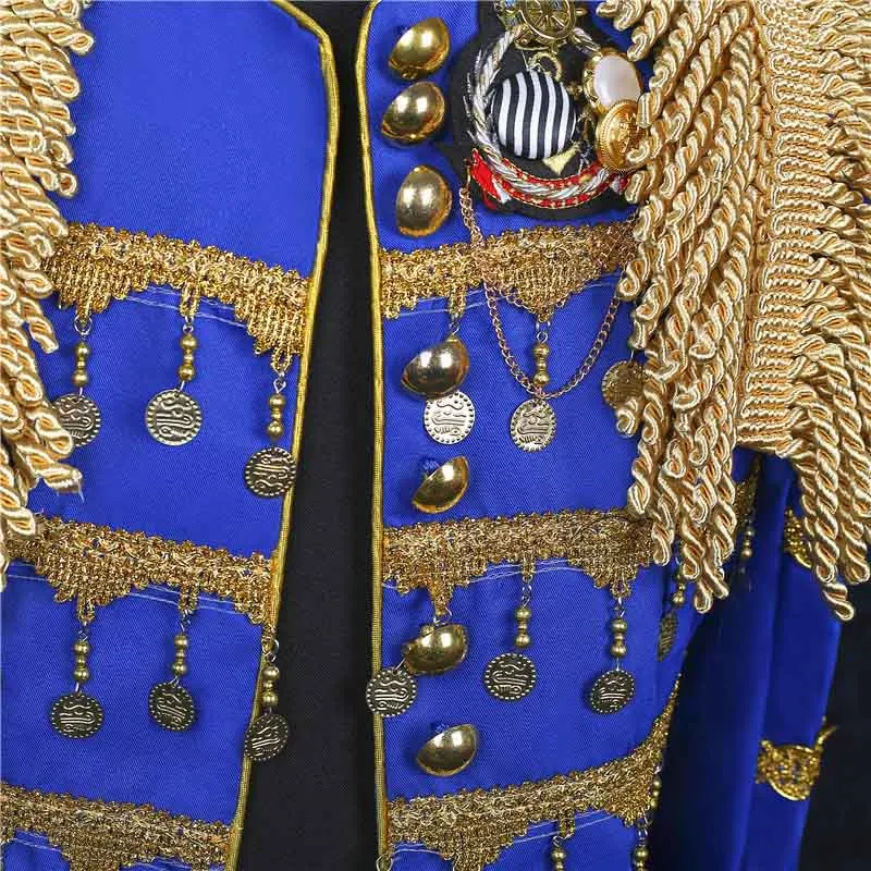 

Deluxe Medieval Suit Jacket For Men Black Blue Royal Military Officer Uniform Male Cosplay Costume Outfit For Men Plus Size 3XL