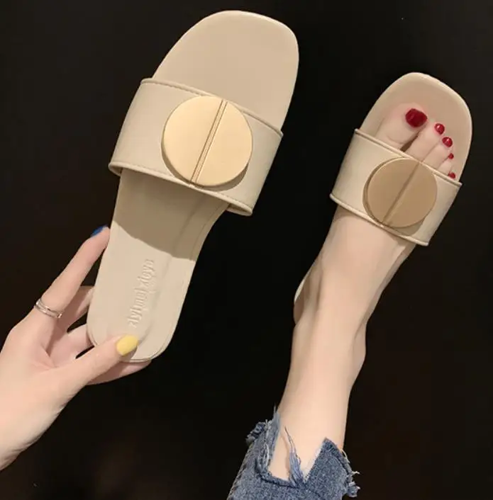 Простые Летние женские шлепанцы 2019 удобные на плоской подошве женская модная