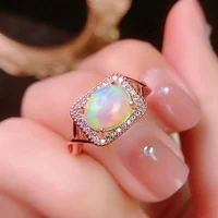 High Quality Natural Ethiopia Opal Engagement Ring 925 Silver Real Rainbow Fire Opal Women Man Rings For Gift