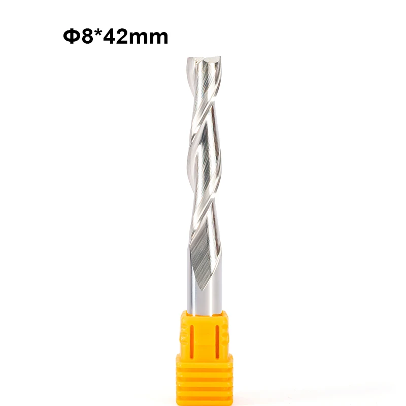 2pcs 8mm x32/42/52mm Shank 2 Flutes Carbide Milling Cutters CNC Router Bit for Wood Acrylic Cutting, Two Flutes MDF End Mills