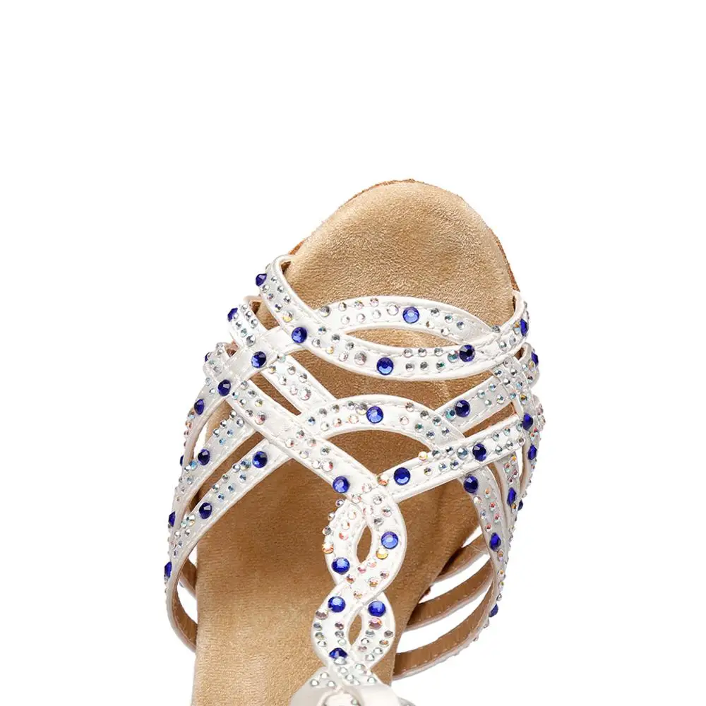 HROYL Латинская танцевальная обувь для домашние тапочки женщин и девушек с Стразы