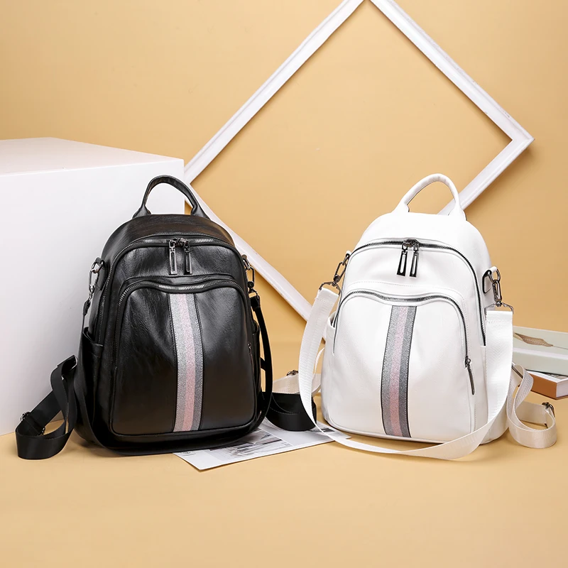 backpack 2020 new luxury brand ribbon pu leather quality bag college style young student bag white famous designer hot sale free global shipping