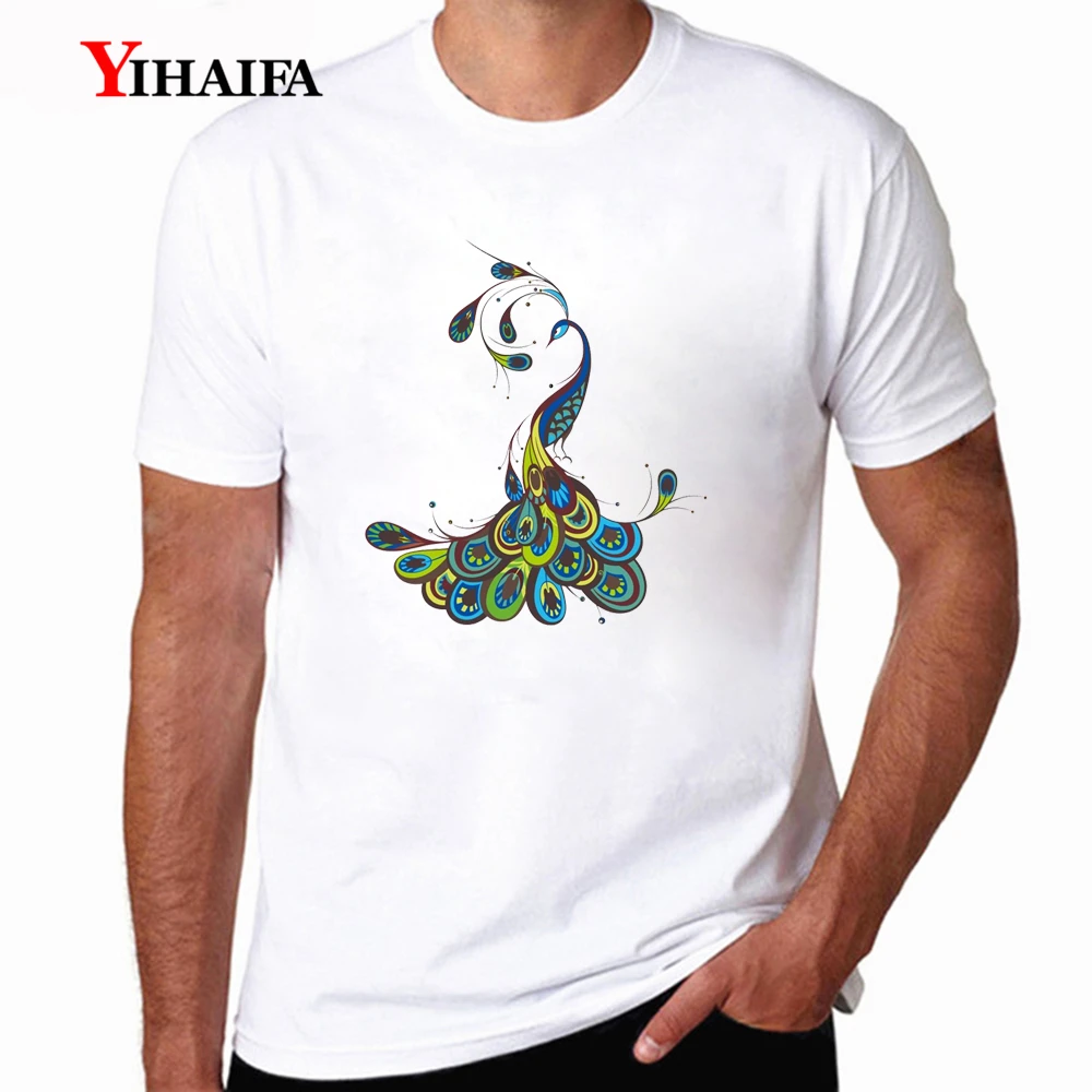 3DCasual Футболка мужская принтовые тройники Модные принтом Павлин футболки