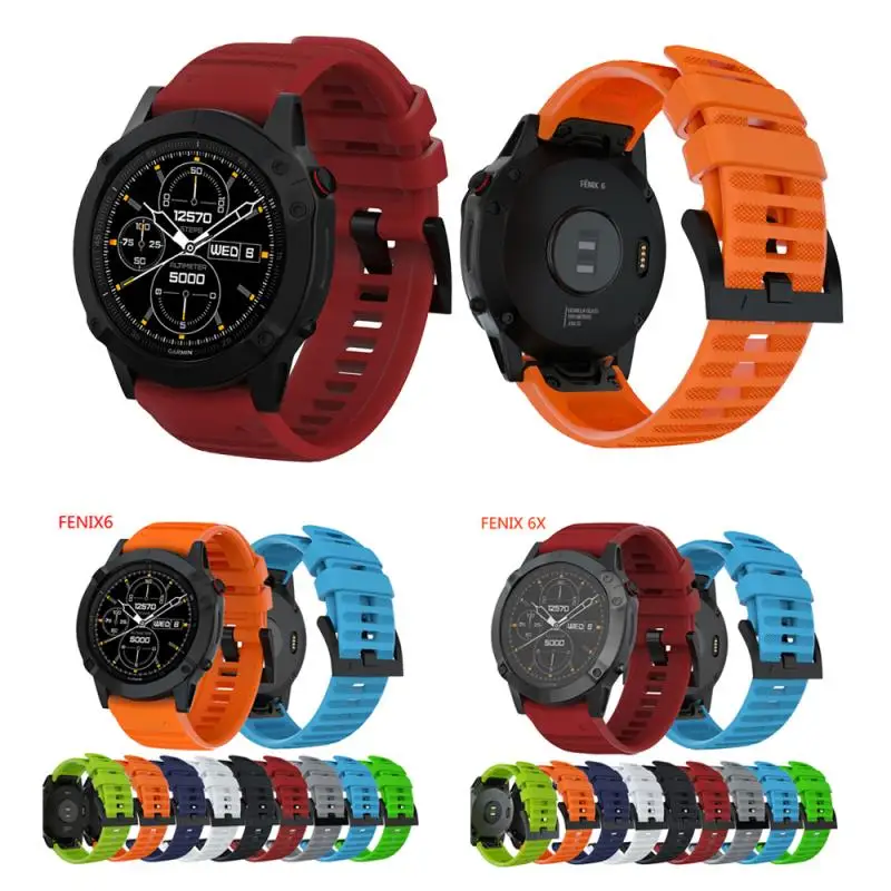 Ремешок силиконовый для Garmin Fenix 6 6X 5 5X Plus 3HR браслет наручных часов Fenix6 Fenix5 26 22 20 мм |