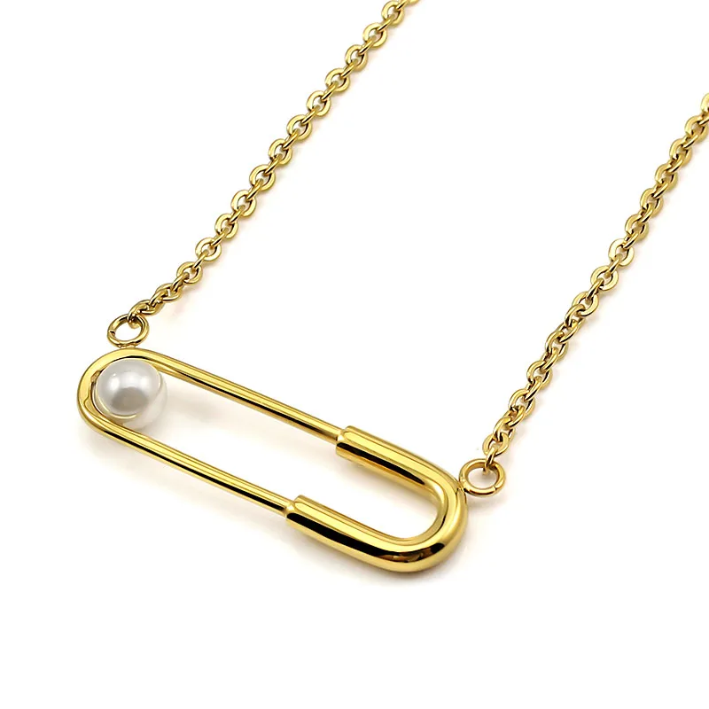 Femme CollierGold/серебряного цвета ожерелья с бумажным зажимом и жемчугом эффектные
