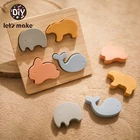 Деревянные 3D игрушки Let's Make Монтессори, детство, обучение, силиконовые формы животных, головоломки, сортировка, математические кирпичи, игрушки для детей, подарок