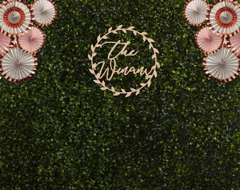 Персонализированный задний знак свадебный фамилия венок большой имени семейный