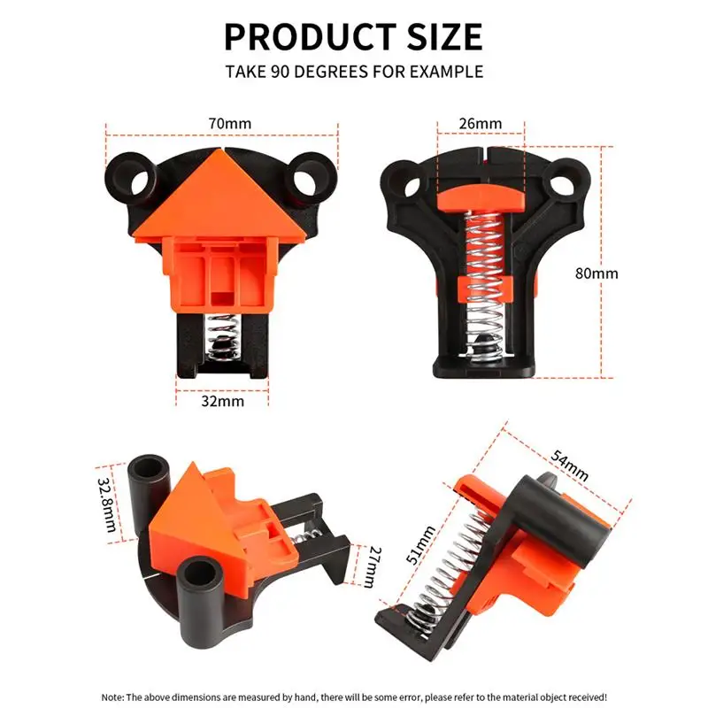 

4pcs Right Angle Clamp Set 90 Degree Woodworking Clips Quick Fixed Picture Frame Plastic Spring Clamp Punch Installer Accessorie
