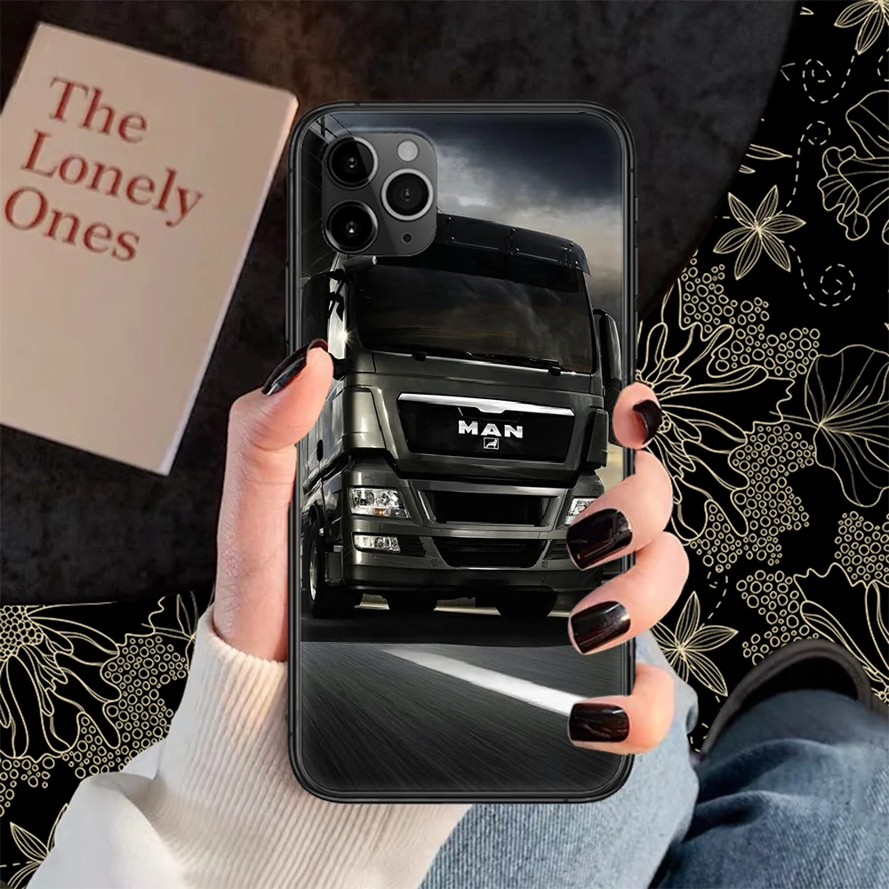 Чехол для телефона Man Trucks для iPhone 5 5s se 2 6 6s 7 8 12 mini plus X XS XR 11 PRO MAX чёрный из материала TPU prime fashion hoesjes on.