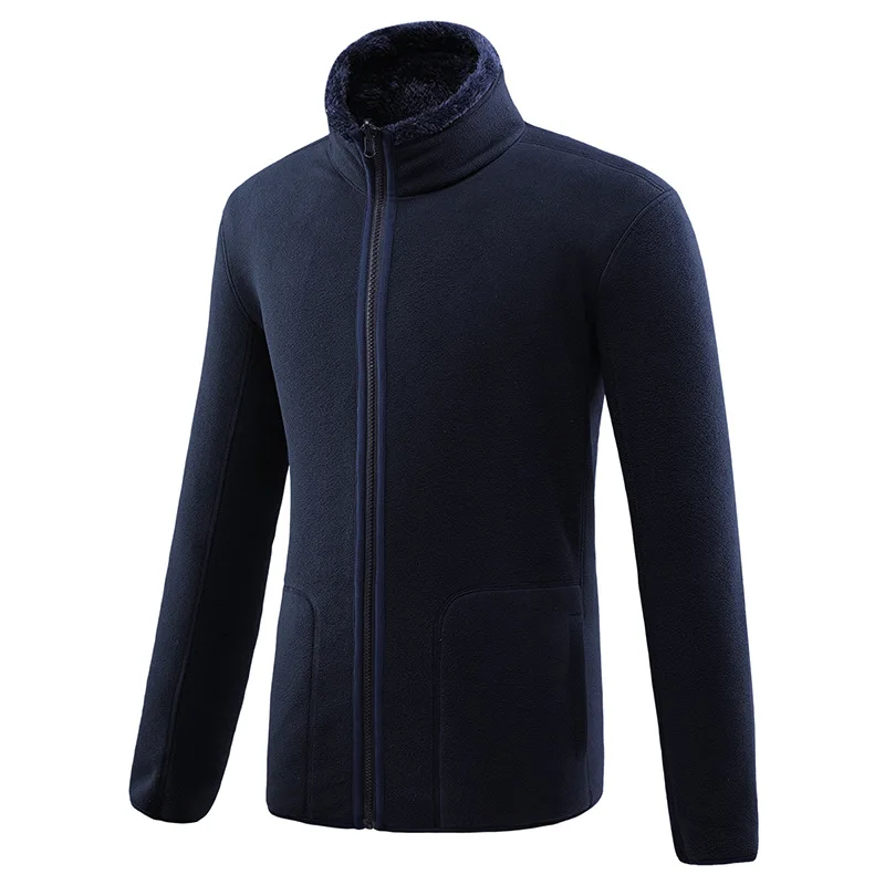 Men Navy Blue 5XL мужская и женская зимняя бархатная утолщенная теплая куртка для спорта на открытом воздухе, альпинизма, рыбалки, верховой езды, пешего туризма, ветрозащитная Теплая Флисовая Куртка - Цвет: Men Navy Blue