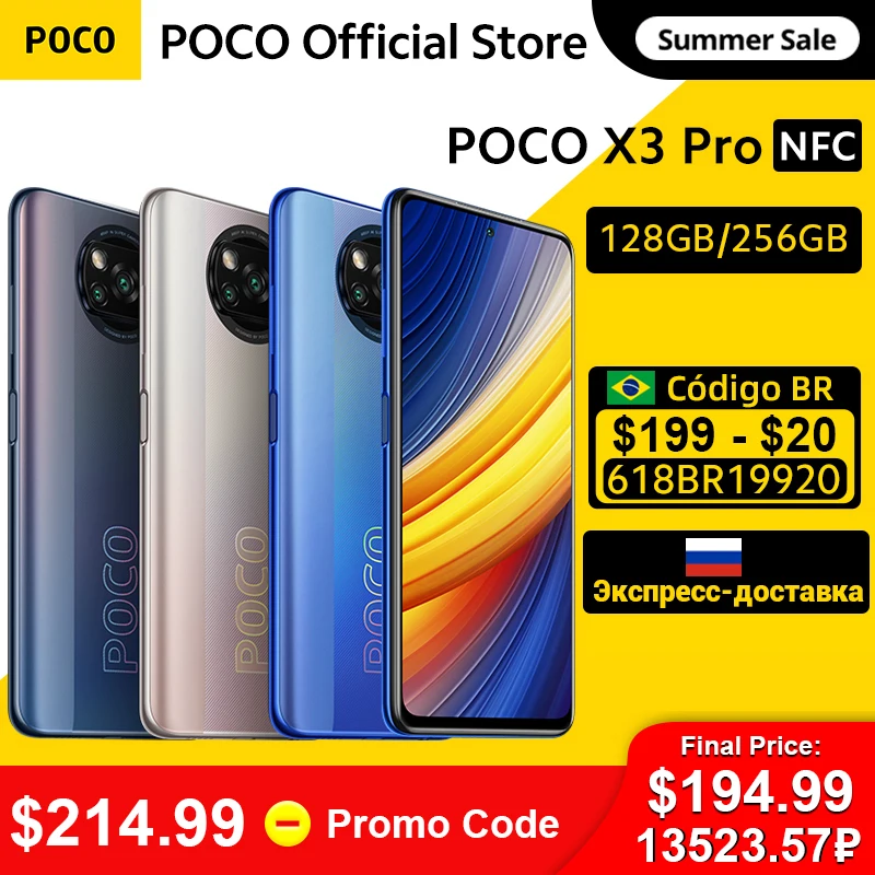 Global Version POCO X3 Pro 128GB / 256GB Snapdragon 860 Smartphone NFC 6.67” 120Hz DotDisplay 5160mAh 33W Charge Quad Camera