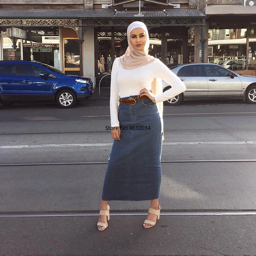 Женская мода 2021 длинная джинсовая юбка с высокой талией женские повседневные