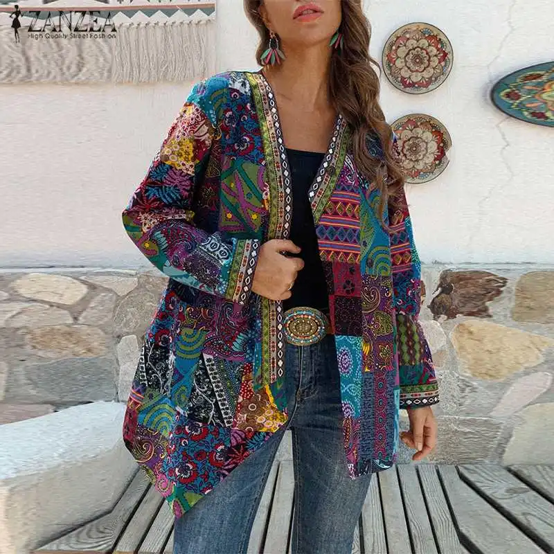 Женский жакет с цветочным принтом длинным рукавом | Женская одежда