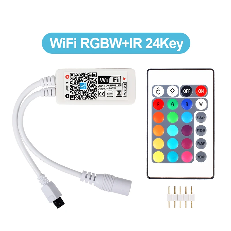 Светодиодный Wi Fi контроллер RGB / RGBW на 12 В постоянного тока с 24 кнопочным пультом