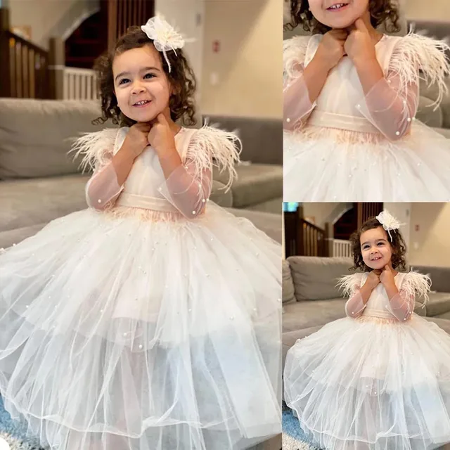 Blush Pink 2022 Beading Flower Girl Dresses Baby Girl Photo Shoot Dress  Toddler Clothes Birthday Wedding Guest Dress For Girls - AliExpress