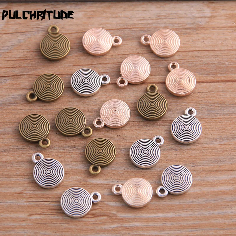 

30PCS 9*12mm New Product Three Color MINI Round Circle Charms Pendant Jewelry Metal Alloy Jewelry Marking