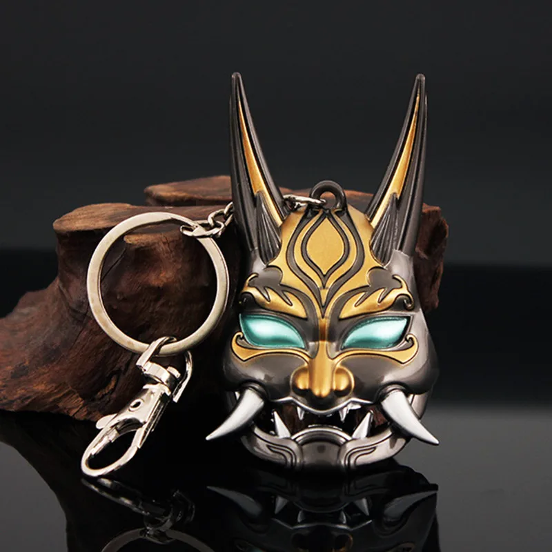 

Genshin Impact Yasha Xiao Mask Cosplay Alloy Key Chains Keychain Metal Necklace Pendant Prop