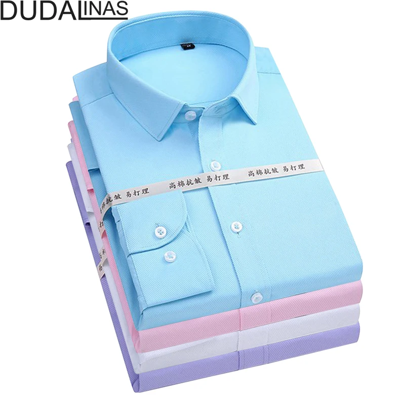 

Мужская деловая рубашка с длинным рукавом, Повседневная брендовая Классическая рубашка, 2021