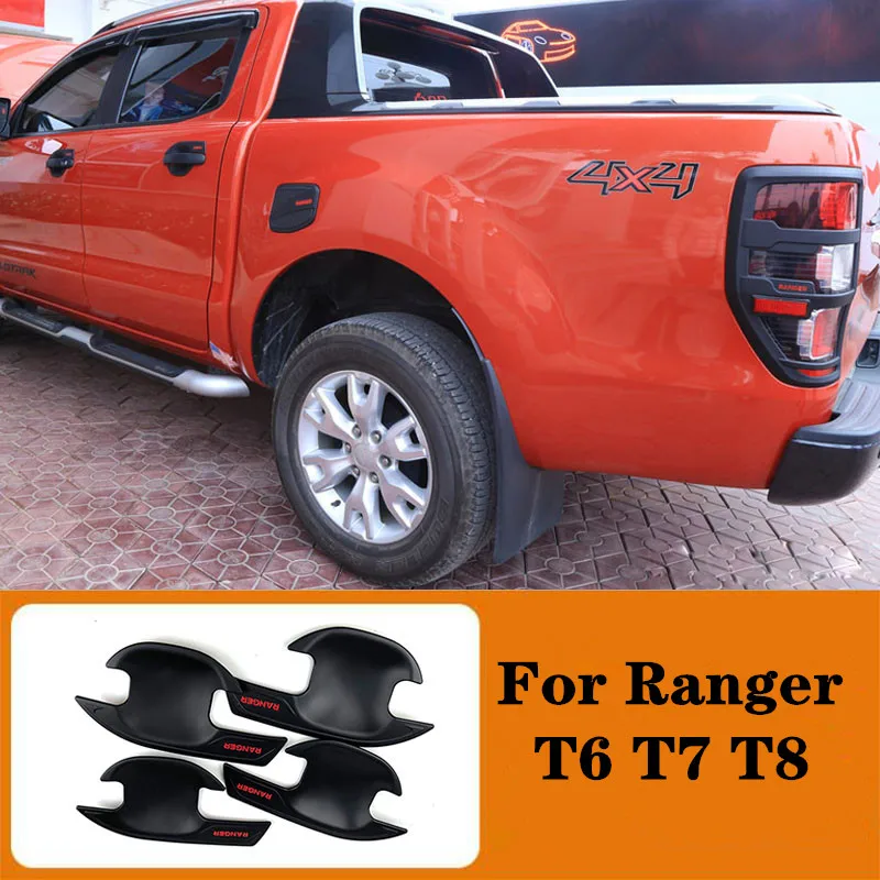 

Аксессуары для Ford Ranger 2012-2020, матовая черная Защитная крышка двери из АБС-пластика, ручка, крышка чаши, автозапчасти для багажника