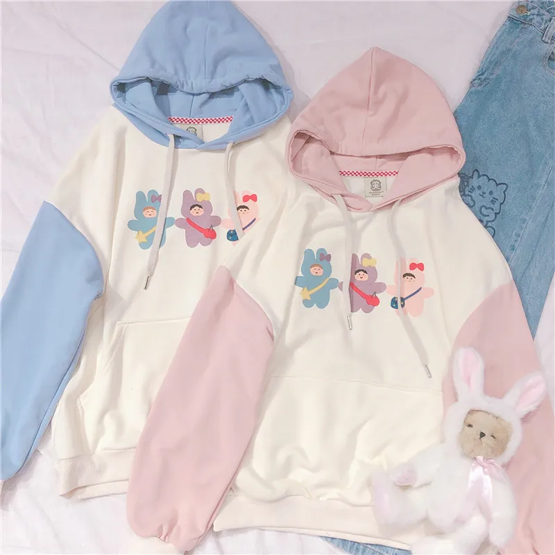 Японский Kawaii Женский свитшот Харадзюку С мультяшным принтом толстовка стиль Mori Girl преппи Прекрасный пуловер с длинными рукавами Топы для студентов